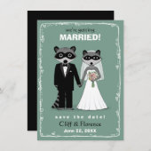 Raccoons Wedding Save the Date Aquamarin (Vorne/Hinten)