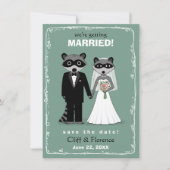 Raccoons Wedding Save the Date Aquamarin (Vorderseite)