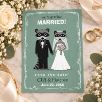 Raccoons Wedding Save the Date Aquamarin