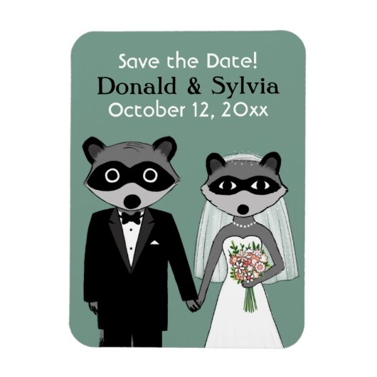 Raccoons Wedding Save the Date Magnet (Vertikal)
