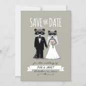 Raccoons Wedding Save the Date Magneteinladung (Vorderseite)