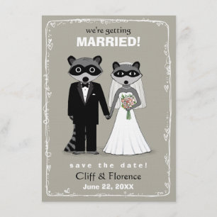 Raccoons Wedding Save the Date (Warm Gray)