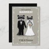 Raccoons Wedding Save the Date (Warm Gray) (Vorne/Hinten)