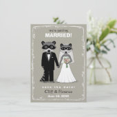 Raccoons Wedding Save the Date (Warm Gray) (Stehend Vorderseite)