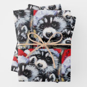 Raccoons Weihnachtszeit Weihnachtsmannmütze Origin Geschenkpapier Set (Beispiel)