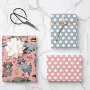 Raccos und Desserts Verpackungspapier Set Geschenkpapier Set