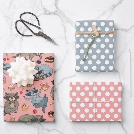 Raccos und Desserts Verpackungspapier Set Geschenkpapier Set (Vorderseite)