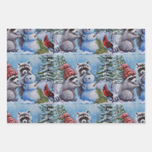 Raccos und Wildtiere Geschenkpapier Set (Vorderseite 3)
