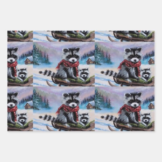 Raccos und Wildtiere Geschenkpapier Set (Vorderseite 2)