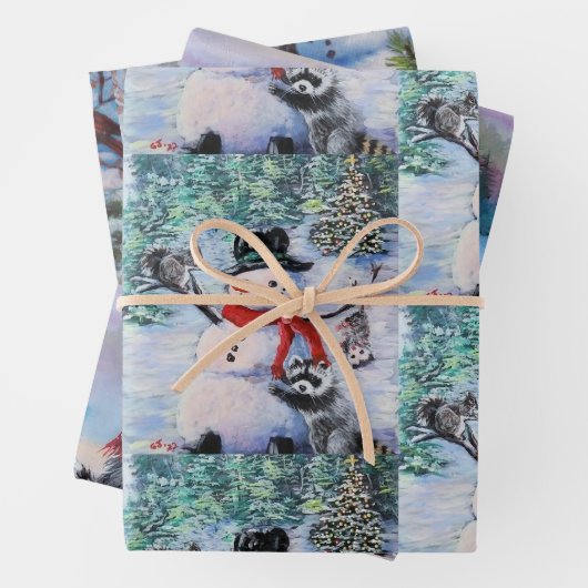 Raccos und Wildtiere Geschenkpapier Set (Beispiel)