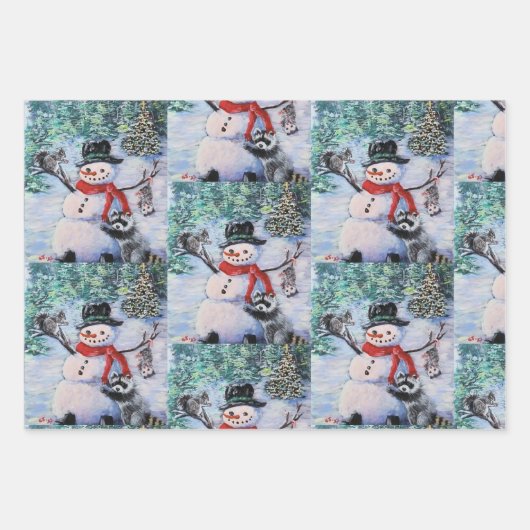 Raccos und Wildtiere Geschenkpapier Set (Vorderseite)