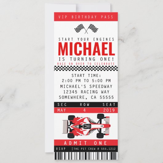 RACE AUTO PARTY INVITE EINLADUNG (Vorderseite)