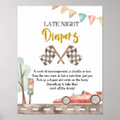 Race Baby Dusche Spate Night Diaper Unterschrift Poster (Vorne)