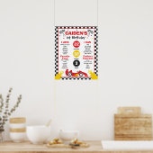 Race Car 1. Geburtstag Party Meilenstein Poster (Küche)