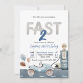 Race Car 2. Racing 2 Fast Birthday Einladung (Vorderseite)