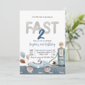 Race Car 2. Racing 2 Fast Birthday Einladung (Stehend Vorderseite)