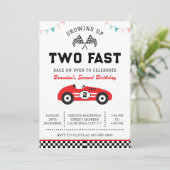 Race Car 2nd Birthday Two Fast Birthday Party Einladung (Stehend Vorderseite)