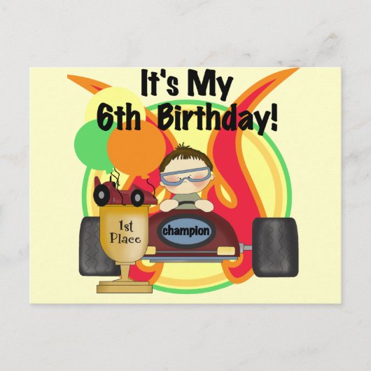 Race Car 6. Geburtstag Tshirts und Geschenke Postkarte (Vorderseite)