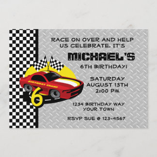 Race Car 6. Geburtstagsparty Einladung