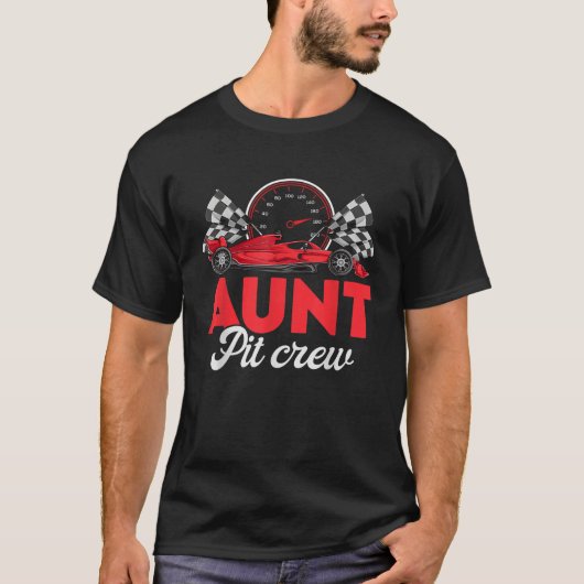 Race Car Aunt Of The Birthday Boy Aunt Pit Crew T-Shirt (Vorderseite)