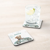 Race Car Baby Bear Getränkeuntersetzer (Rechte Seite)