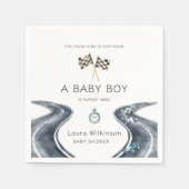 Race Car Baby Boy A Baby Is Almost Here Party Napk Serviette (Vorderseite)