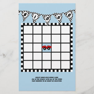 Race Car Baby Dusche Bingo