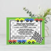 Race Car Baby Dusche Einladung (Stehend Vorderseite)