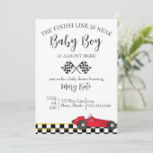 Race Car Baby Dusche Einladung (Stehend Vorderseite)