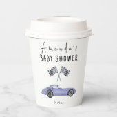 Race car Baby Dusche Pappbecher (Rückseite)