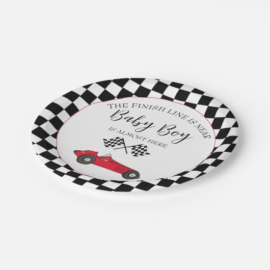 Race Car Baby Dusche Pappteller (Schrägansicht)