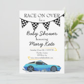 Race Car Baby Dusche Thema Einladung (Stehend Vorderseite)