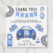 Race car Baby Dusche - vielen Dank Geschenkanhänger (Rückseite)