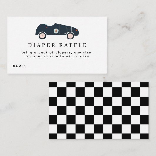 Race Car Baby Dusche Windelwanne Raffle Ticket Begleitkarte (Vorne/Hinten)