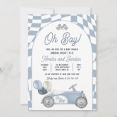 Race Car Baby Shower Boy Blue Race Auto Dusche Einladung (Vorderseite)