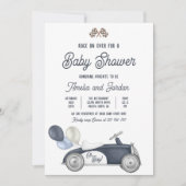 Race Car Baby Shower Boy Blue Race Car Shower Einladung (Vorderseite)