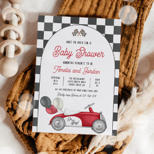 Race Car Baby Shower Boy Red Race Car Dusche Einladung