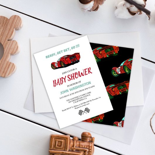 Race Car Baby Shower Einladung