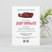 Race Car Baby Shower Einladung (Stehend Vorderseite)