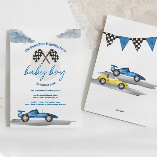 Race Car Baby Shower Einladungen