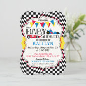 Race Car Baby Shower Einladungskarte Einladung (Stehend Vorderseite)