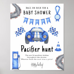 Race Car Babydusche Schnuller Jagd Spiel Poster