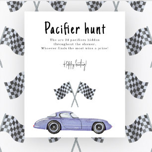 Race Car Babydusche Schnuller Jagd Spiel Poster