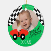 Race Car Baby's 1. Weihnachten Keramik Ornament (Links)