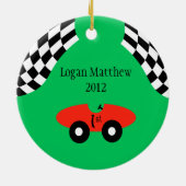 Race Car Baby's 1. Weihnachten Keramik Ornament (Hinten)