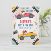 Race Car Birthday Bash Einladung (Stehend Vorderseite)