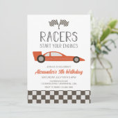 Race Car Birthday Einladung (Stehend Vorderseite)