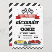 Race Car Birthday Einladung (Vorne/Hinten)
