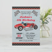 Race Car Birthday Einladung (Stehend Vorderseite)