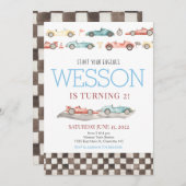 Race Car Birthday Einladung (Vorne/Hinten)
